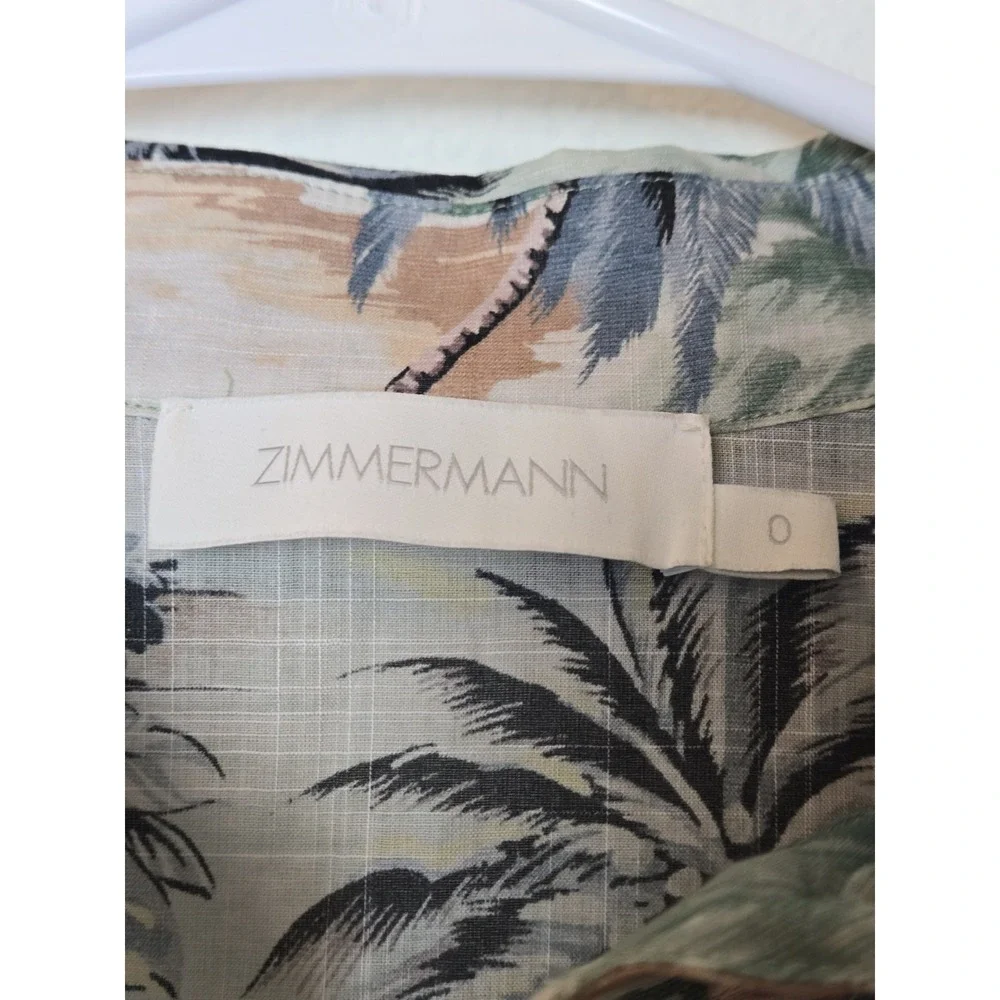 Zimmermann Vacay Shirt Short Sleeve Button Down Oversized Surf Printed Beach Med - Picture 2 of 12